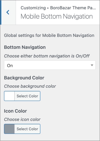 Mobile Navigation Settings