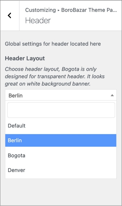 Header Settings