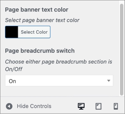 Page banner text color, and breadcrumb