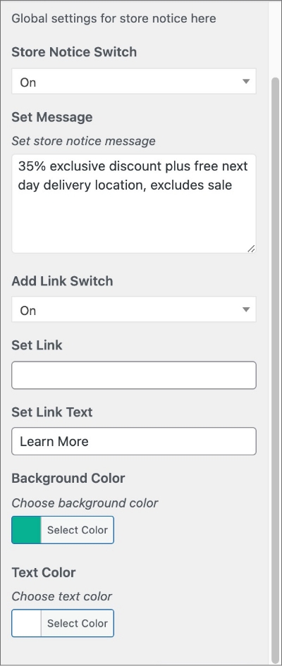 Store Notice Settings