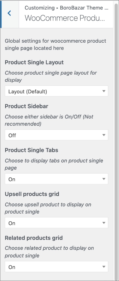 Woo Product Single Settings